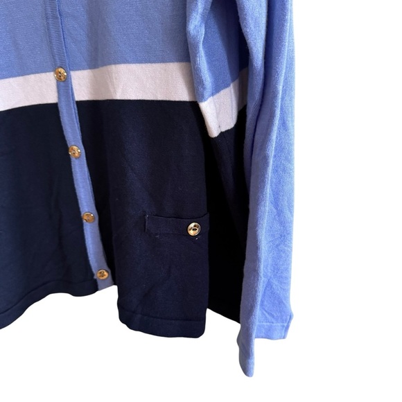 Karen Scott Women's Blue Plus Size Color Blocked Cardigan 3X Spring Lightweight - Picture 7 of 13